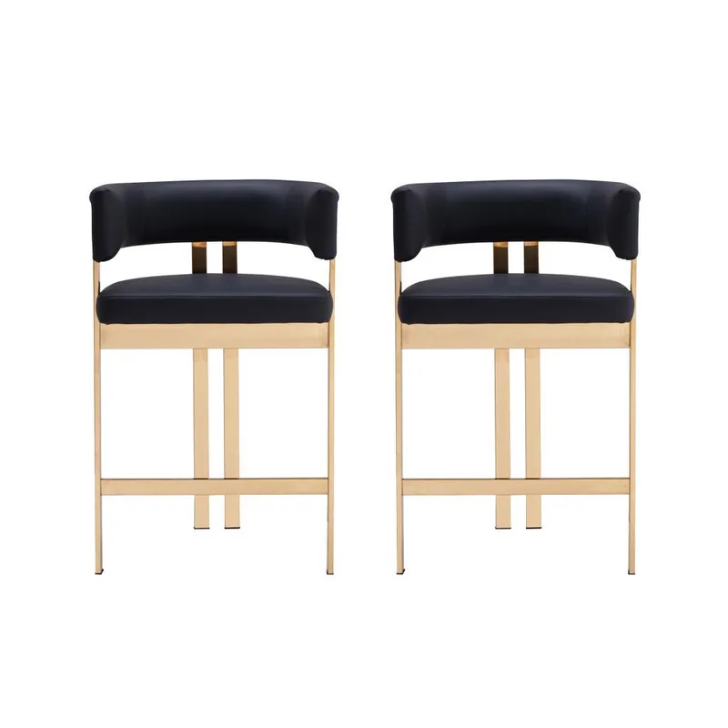 Pursonic Luxury Modern Counter Bar Stool, 2 Piece Set, Black