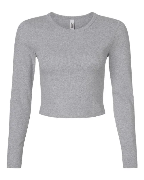 American Apparel® Women's Baby Rib Long Sleeve Cropped T-Shirt view 5