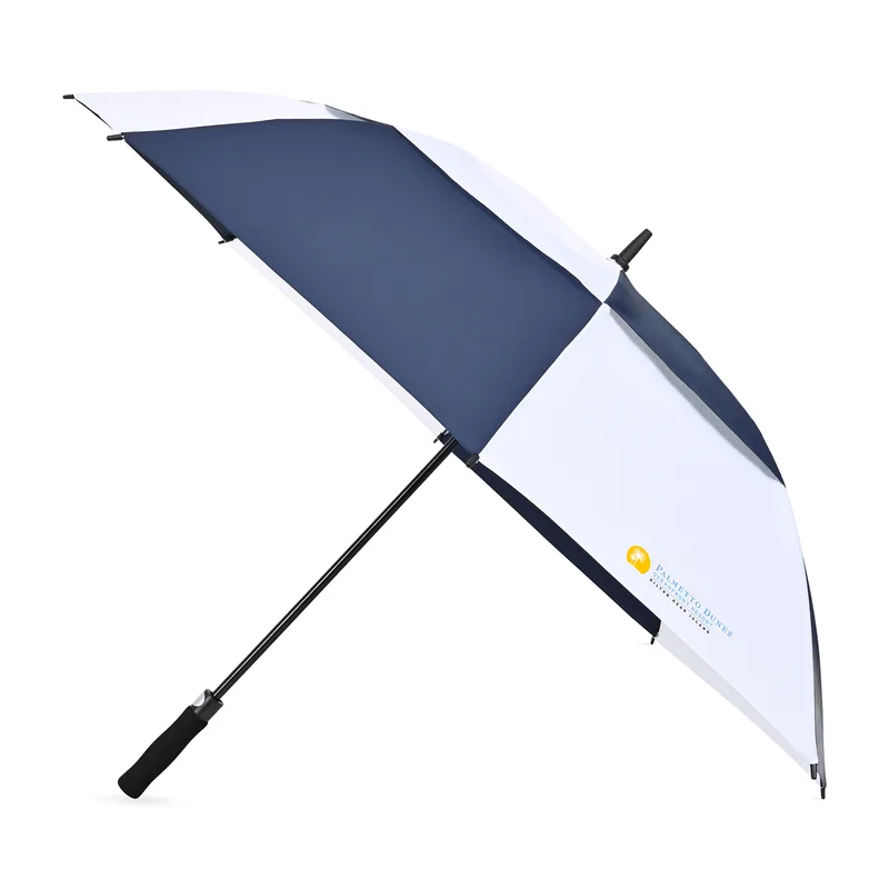 Elements 60" Recycled Auto Open Double Canopy Golf Umbrella - Navy-White