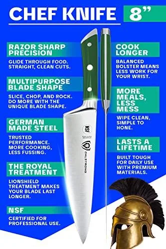 Dalstrong Chef Knife - 8" Green Handle - Gladiator Series
