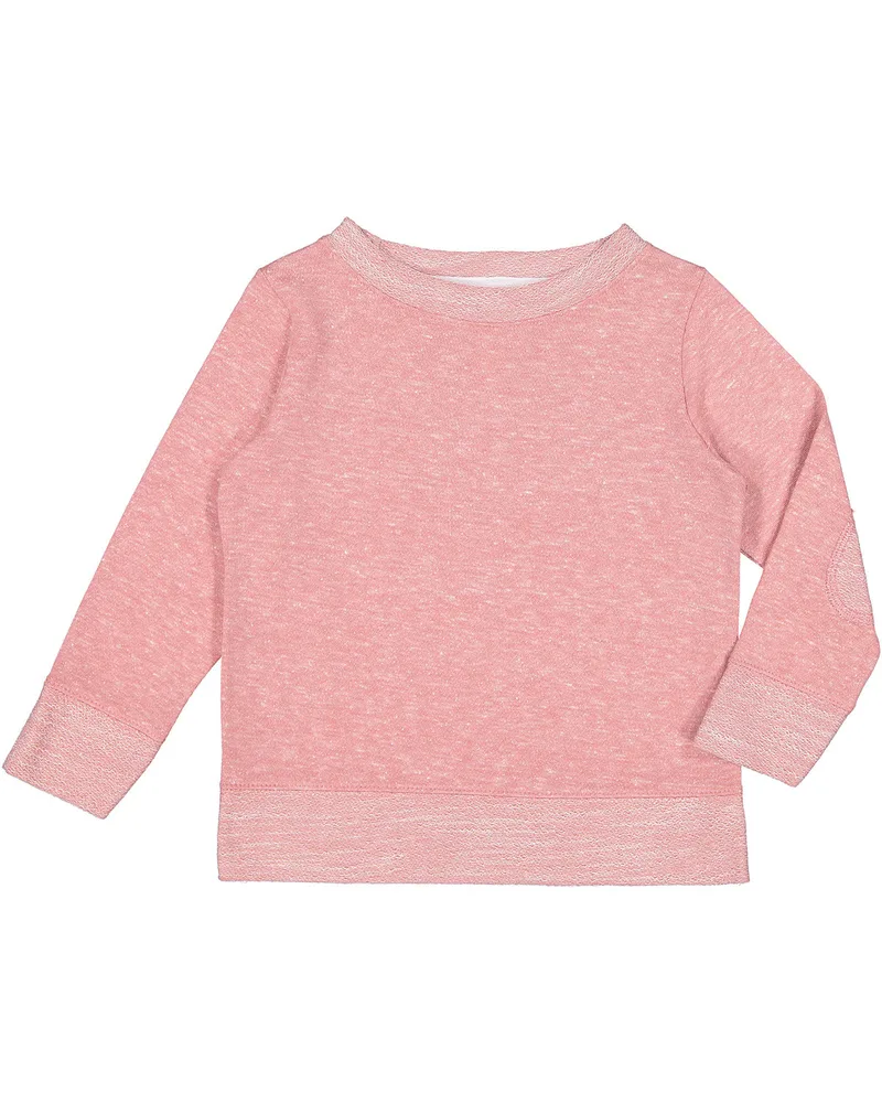 Rabbit Skins Toddler Harborside Melange French Terry Crewneck with Elbow Patches view 2