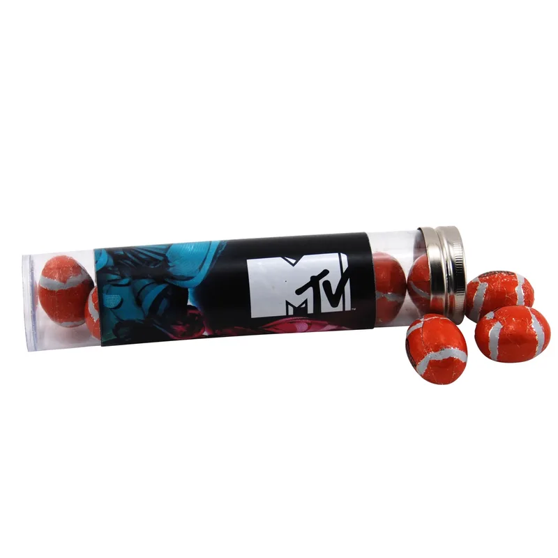 Tube w/Chocolate Footballs