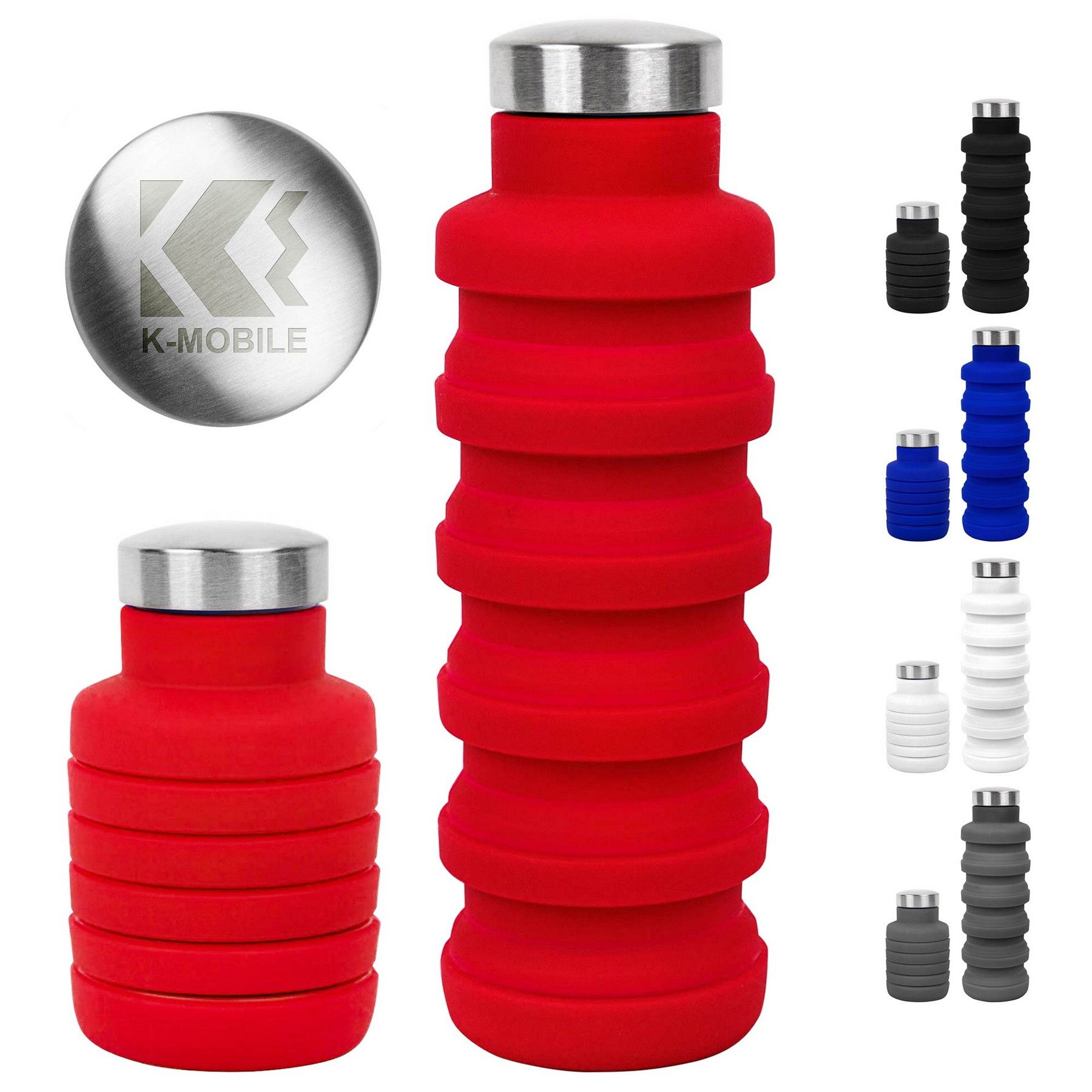 17 Oz. Collapsible Silicon Water Bottle