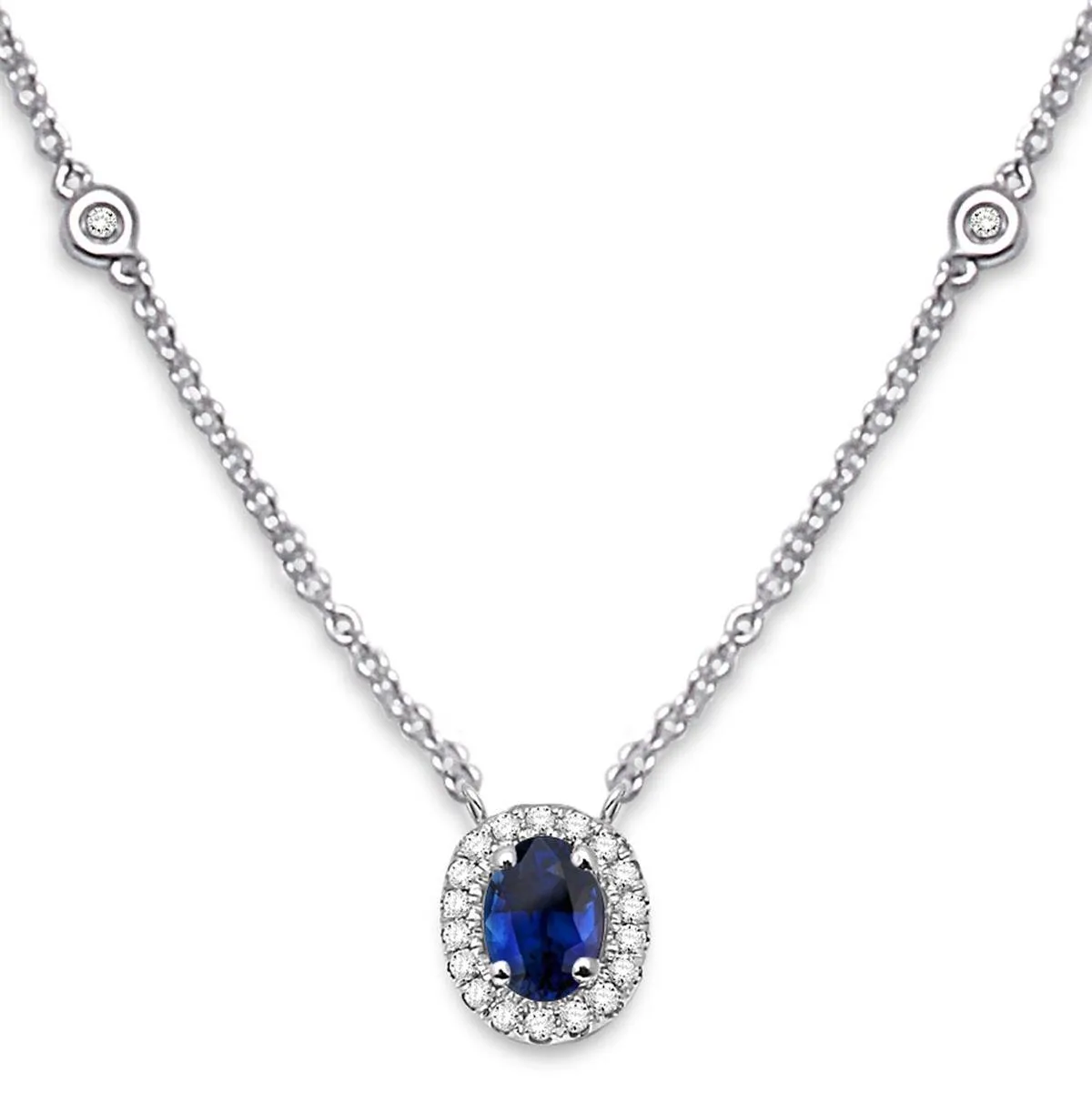 Jilco Inc Blue Sapphire And Diamond Necklace