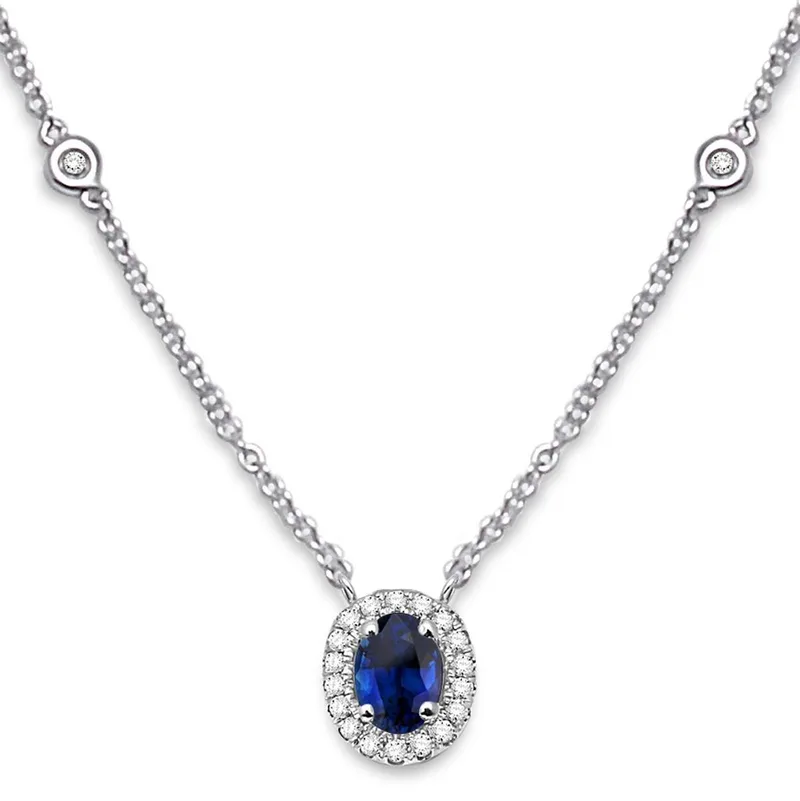 Jilco Inc Blue Sapphire And Diamond Necklace