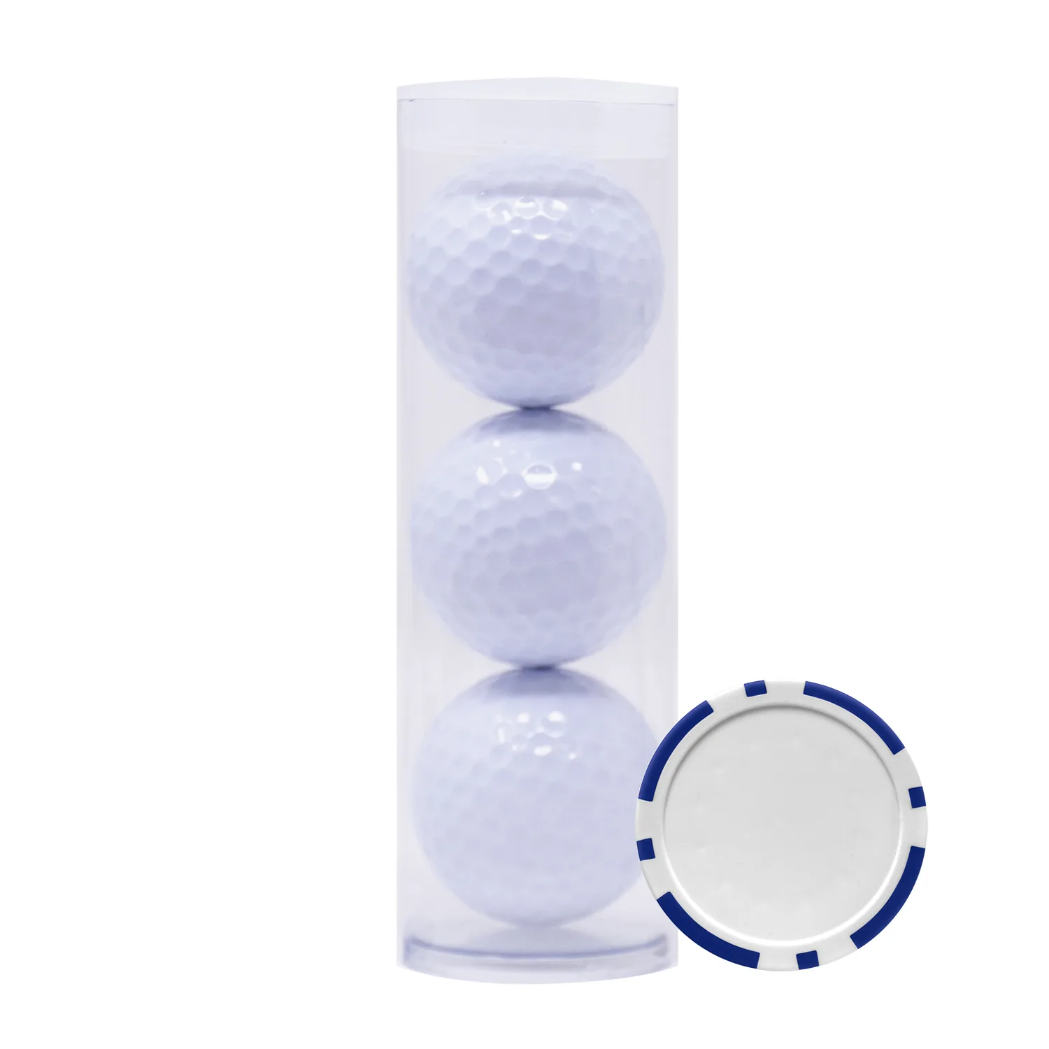 Golf Balls Tube with Poker Chip Ball Marker view 2