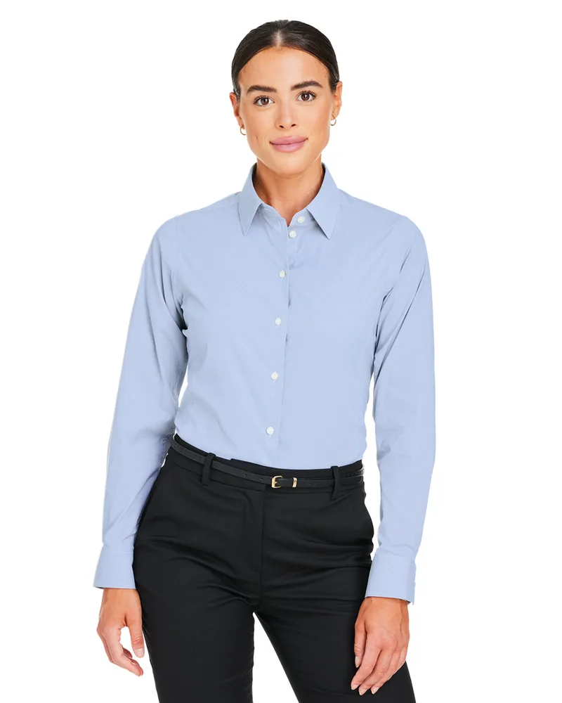 Devon and Jones® Women's CrownLux Performance® Microstripe Long Sleeve Dress Shirt