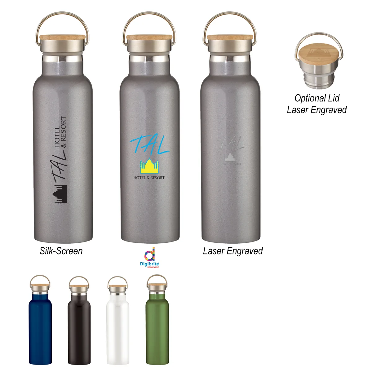 21 Oz. Liberty Stainless Steel Bottle With Wood Lid