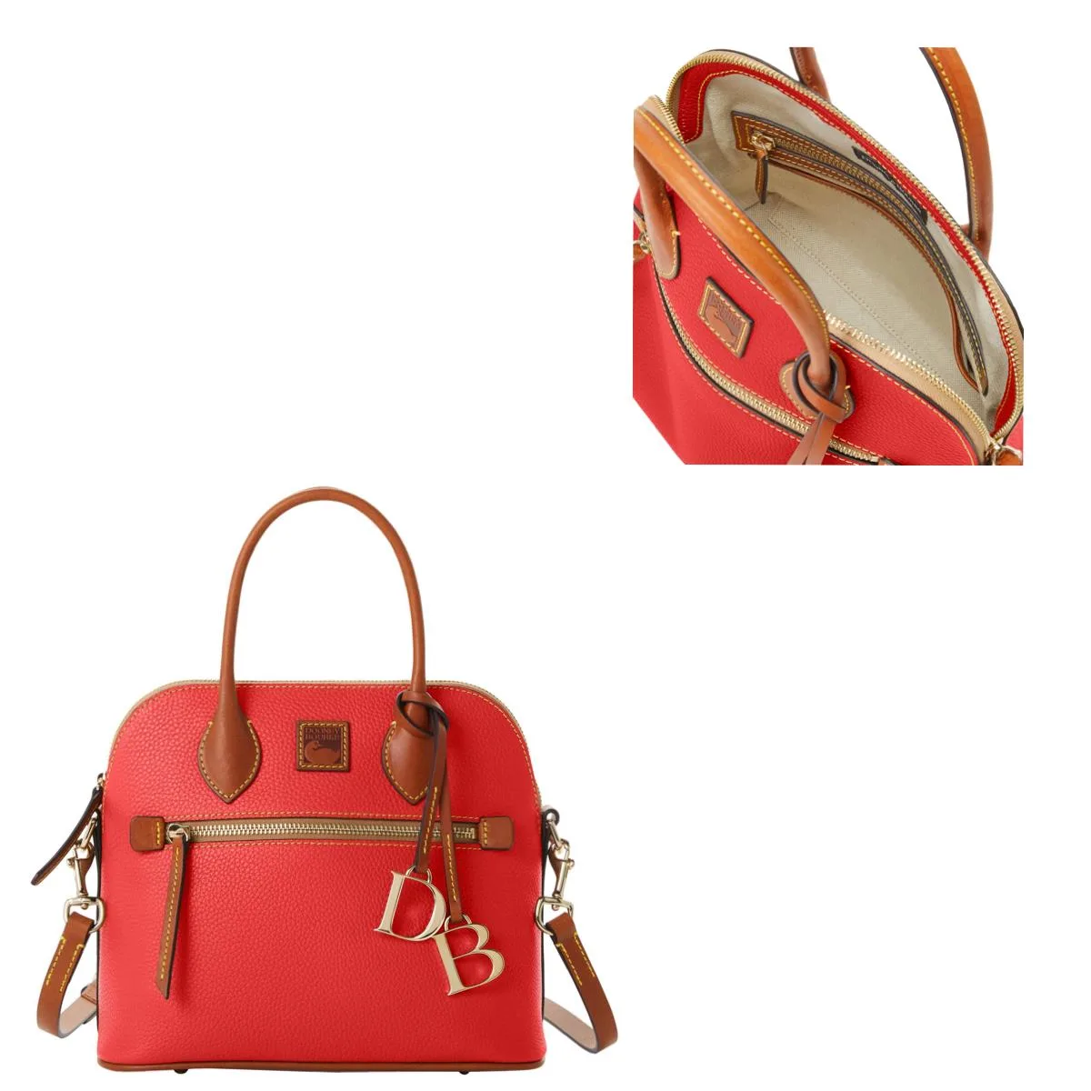 Dooney & Bourke Red Pebble Grain Domed Satchel