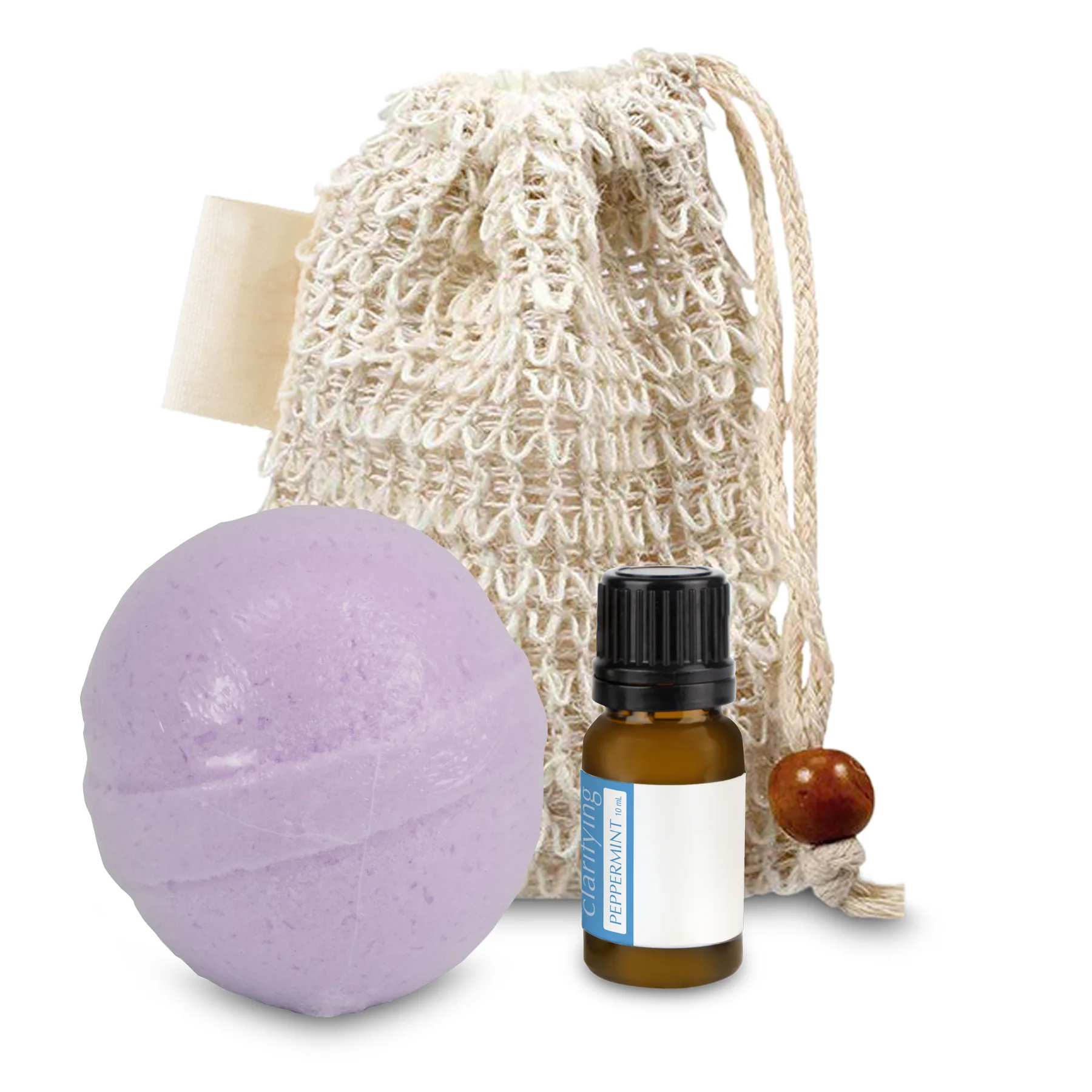 Loofah Bag with Bath Bomb and Essential Oil view 2
