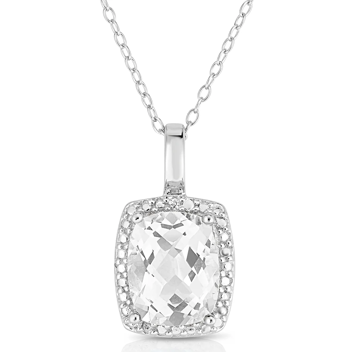 Jilco Inc Diamond & White Topaz Necklace