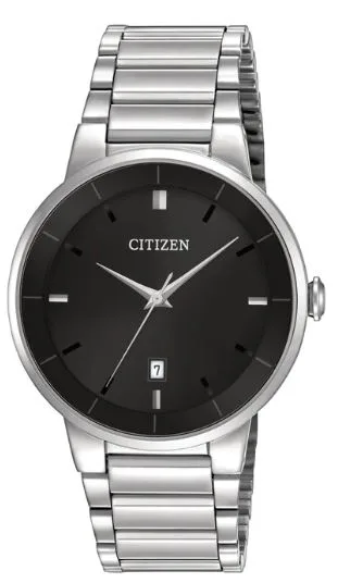 Citizen® Men's Quartz Watch w/Stainless Steel Case & Bracelet w/Black-Tone Dial