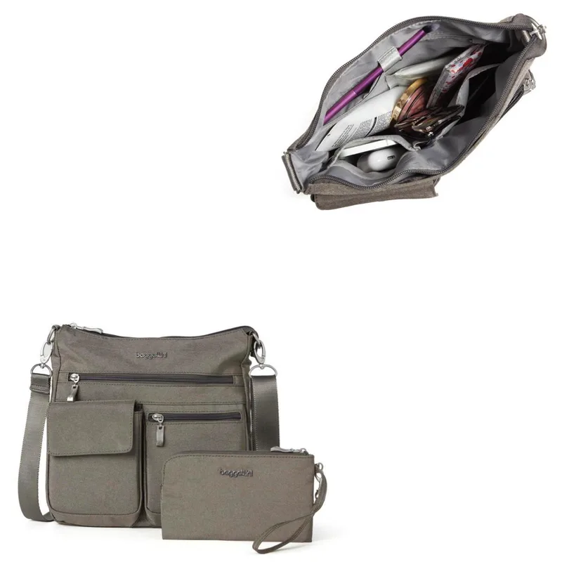 Baggallini Modern Everywhere Slim Crossbody Bag - Sterling Shimmer Gray
