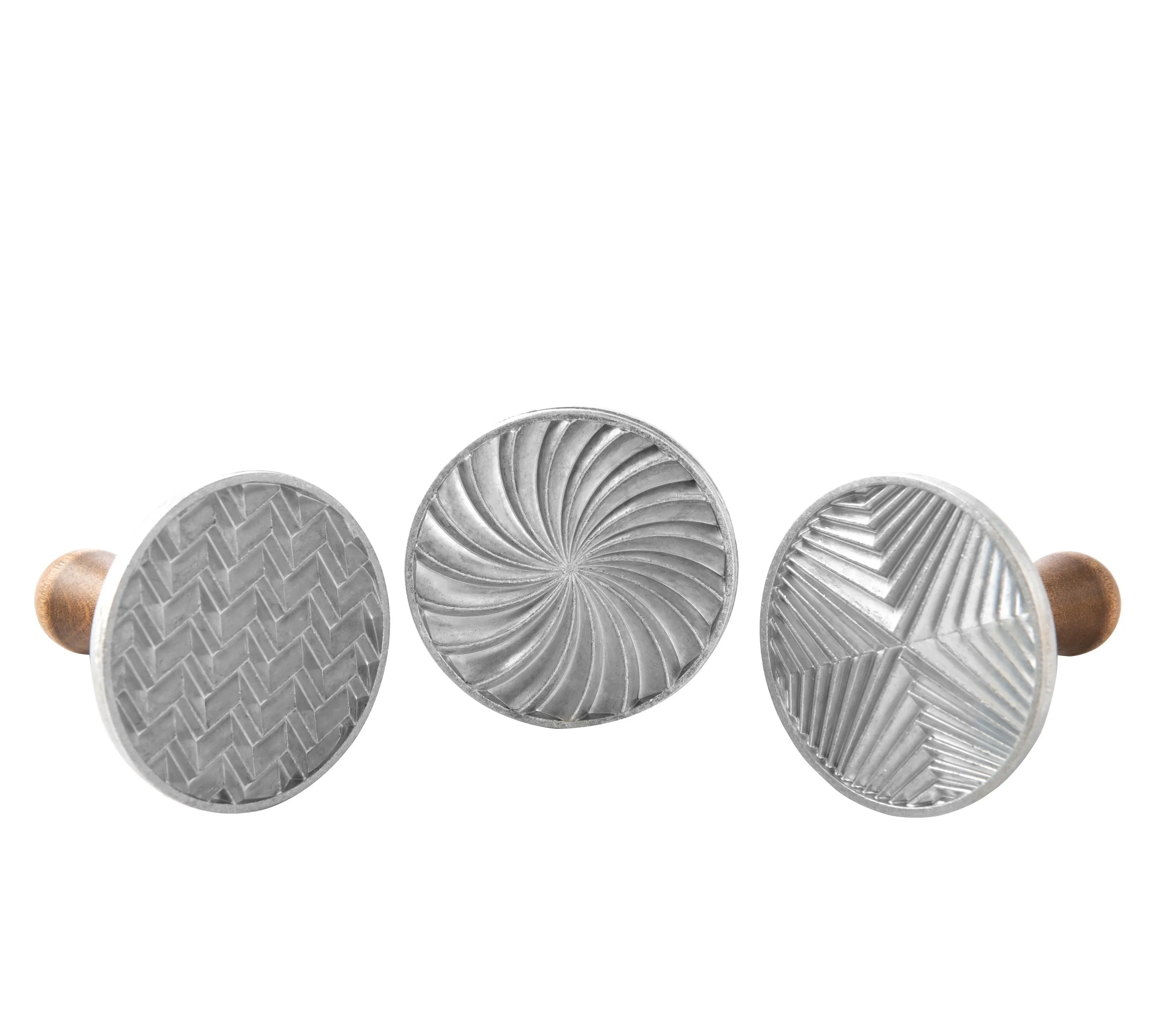 Nordic Ware Geo Cast Cookie Stamps - Set Of 3