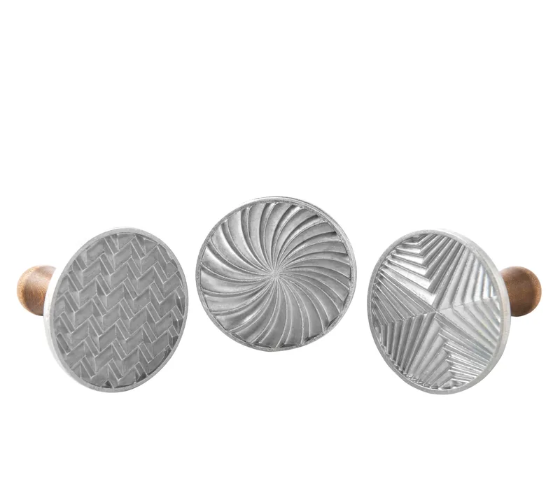 Nordic Ware Geo Cast Cookie Stamps - Set Of 3