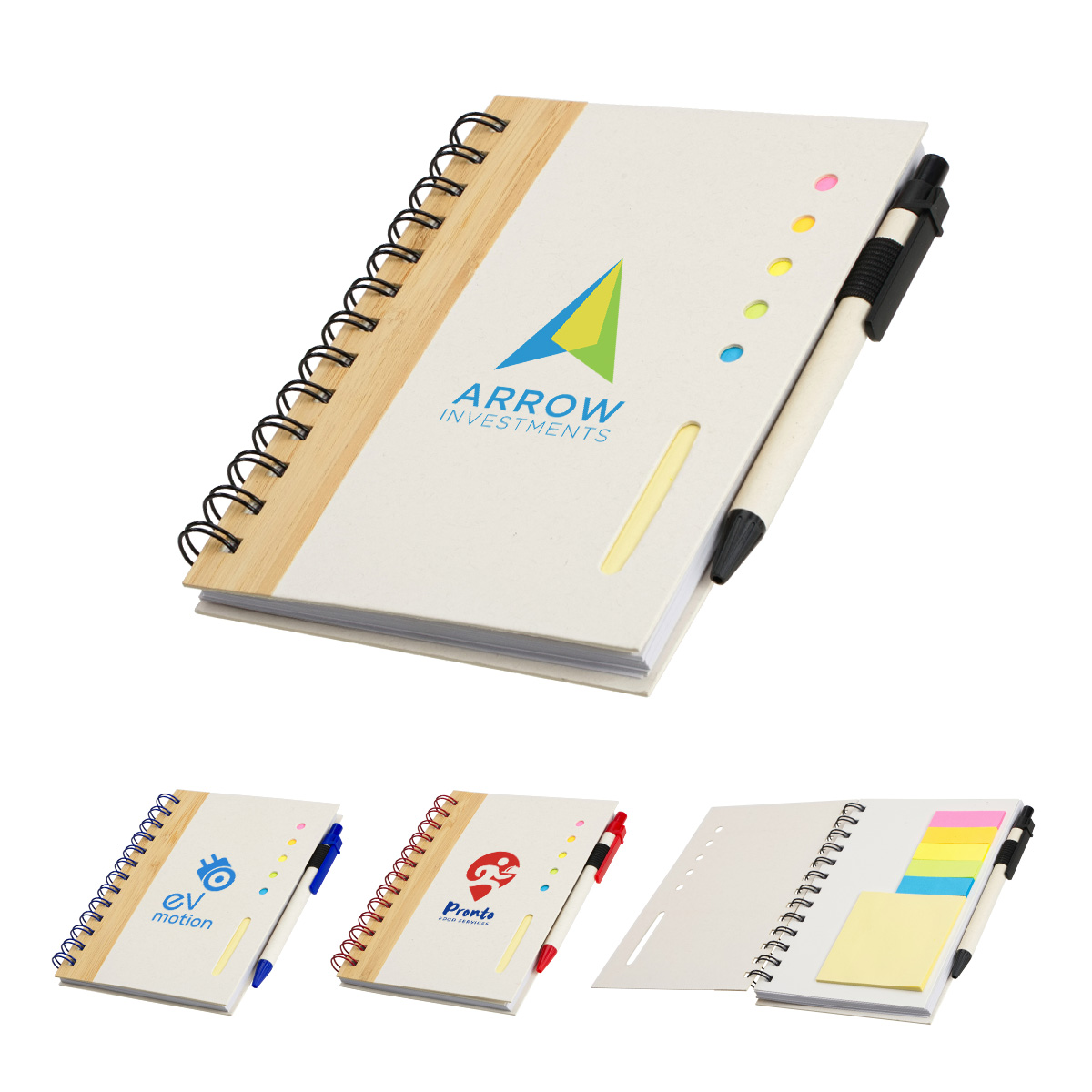 Camber Spiral Notebook with Colorful Sticky Notes & Pen