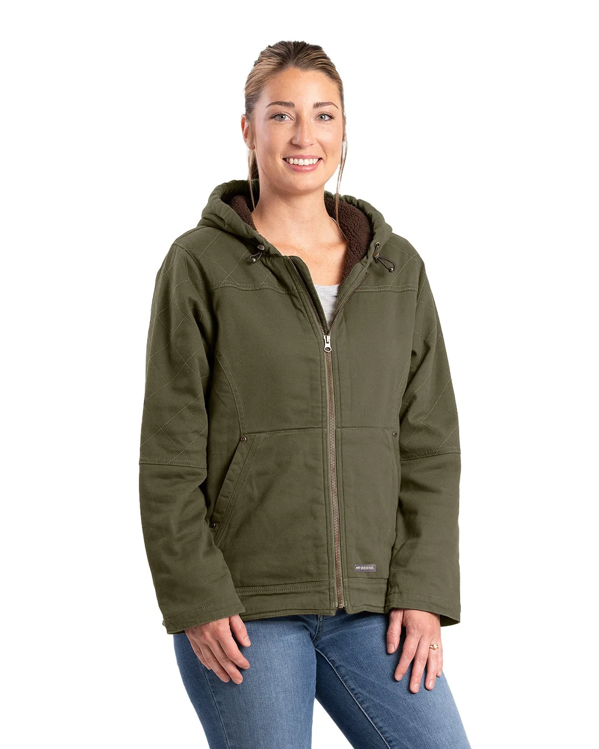 Berne Apparel Ladies' Sherpa-Lined Twill Hooded Jacket