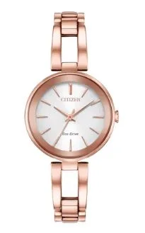 Citizen® Ladies' Axiom Eco-Drive® Pink Gold-Tone Watch w/Silver Dial