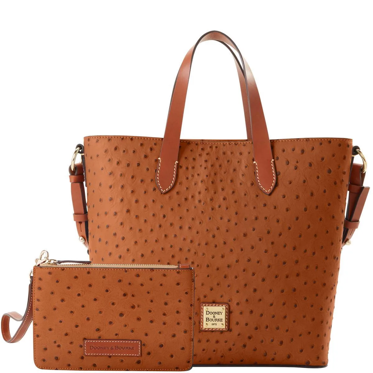 Dooney & Bourke Caramel Ostrich Liliana w/Pouch