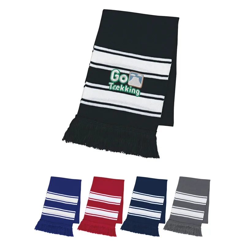Two-tone Knit Scarf With Fringe view 2