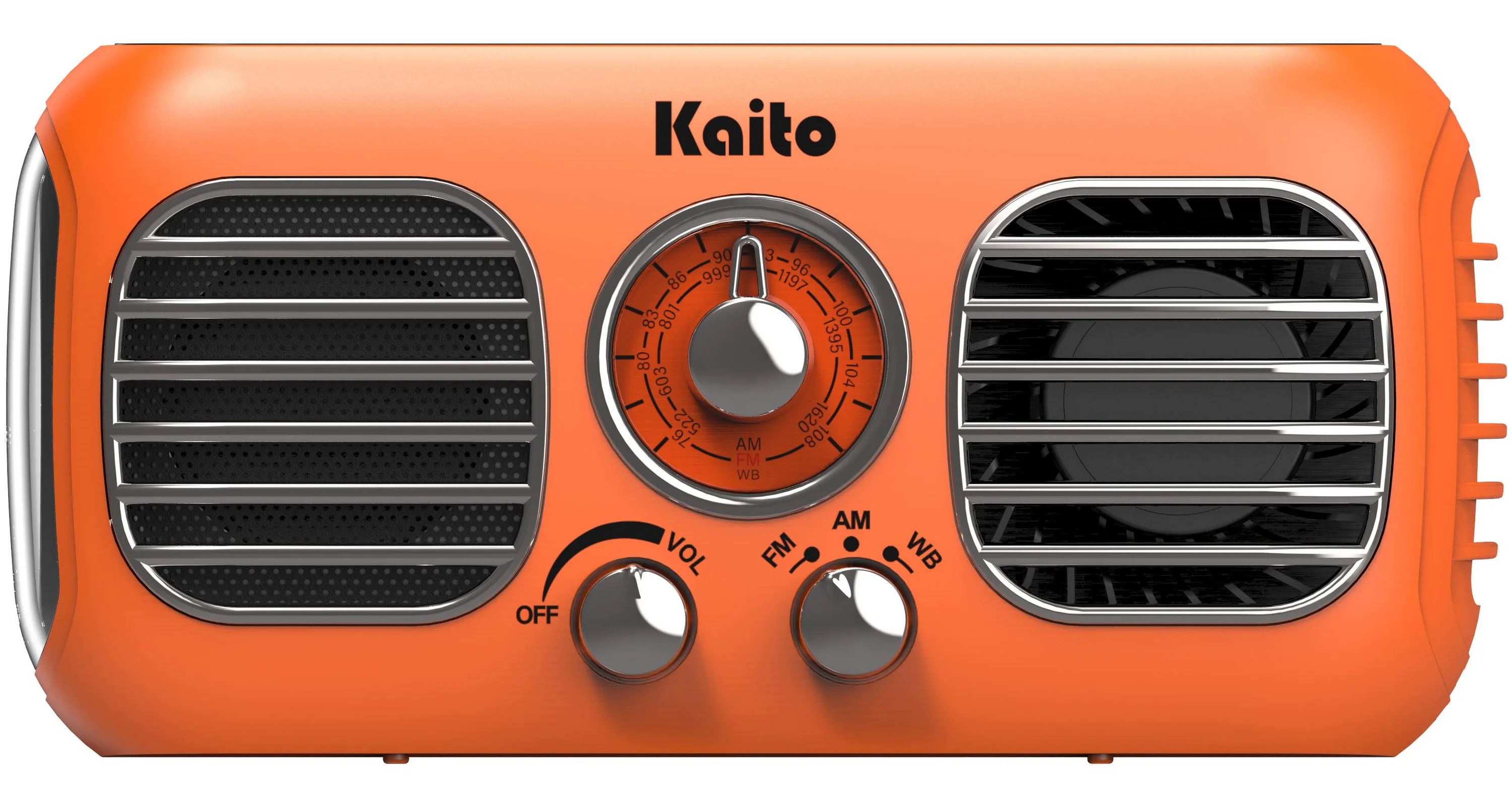 Kaito Emergency Radios & Wireless Mics Orange Retro Solar+Crank Am/Fm/Noaa Weather Radio