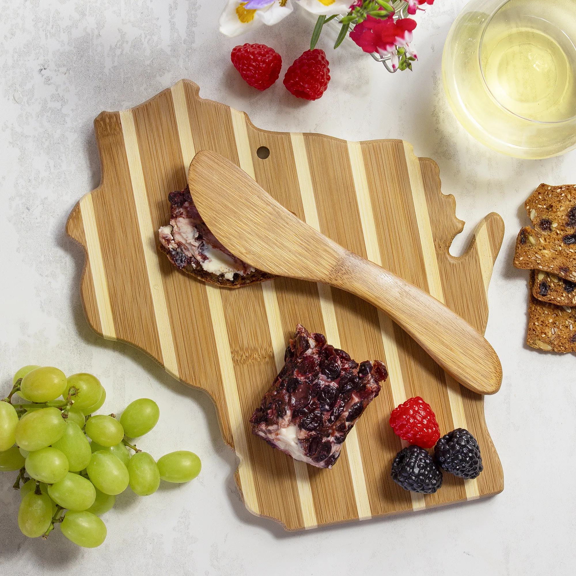 Wisconsin Charcuterie Board with Spreader Knife Gift Set view 5