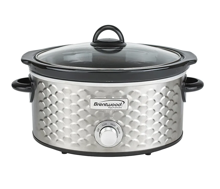 4.5 Quart Silver Scallop Pattern Slow Cooker