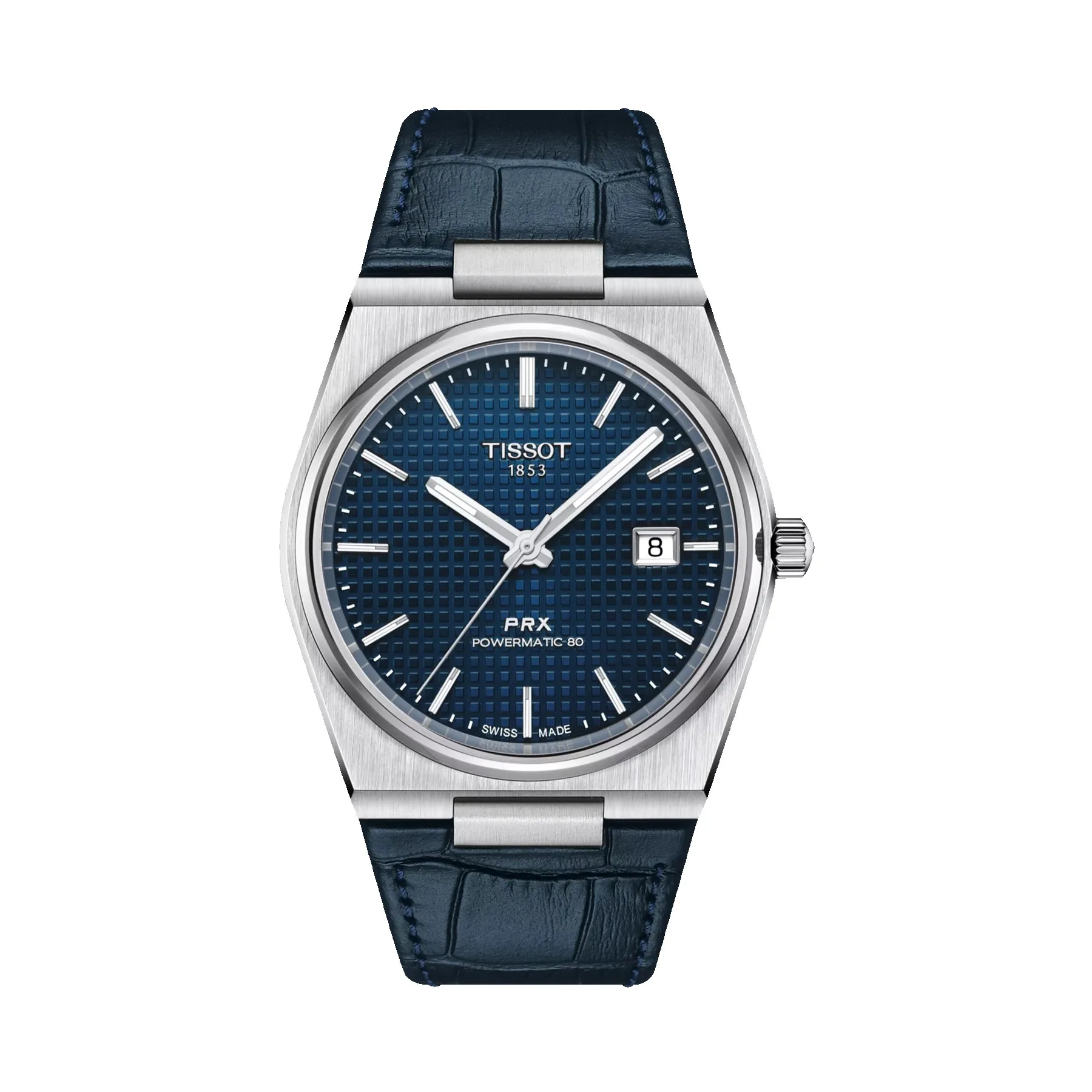 Tissot PRX Powermatic 80 Blue Alligator Leather Strap Watch