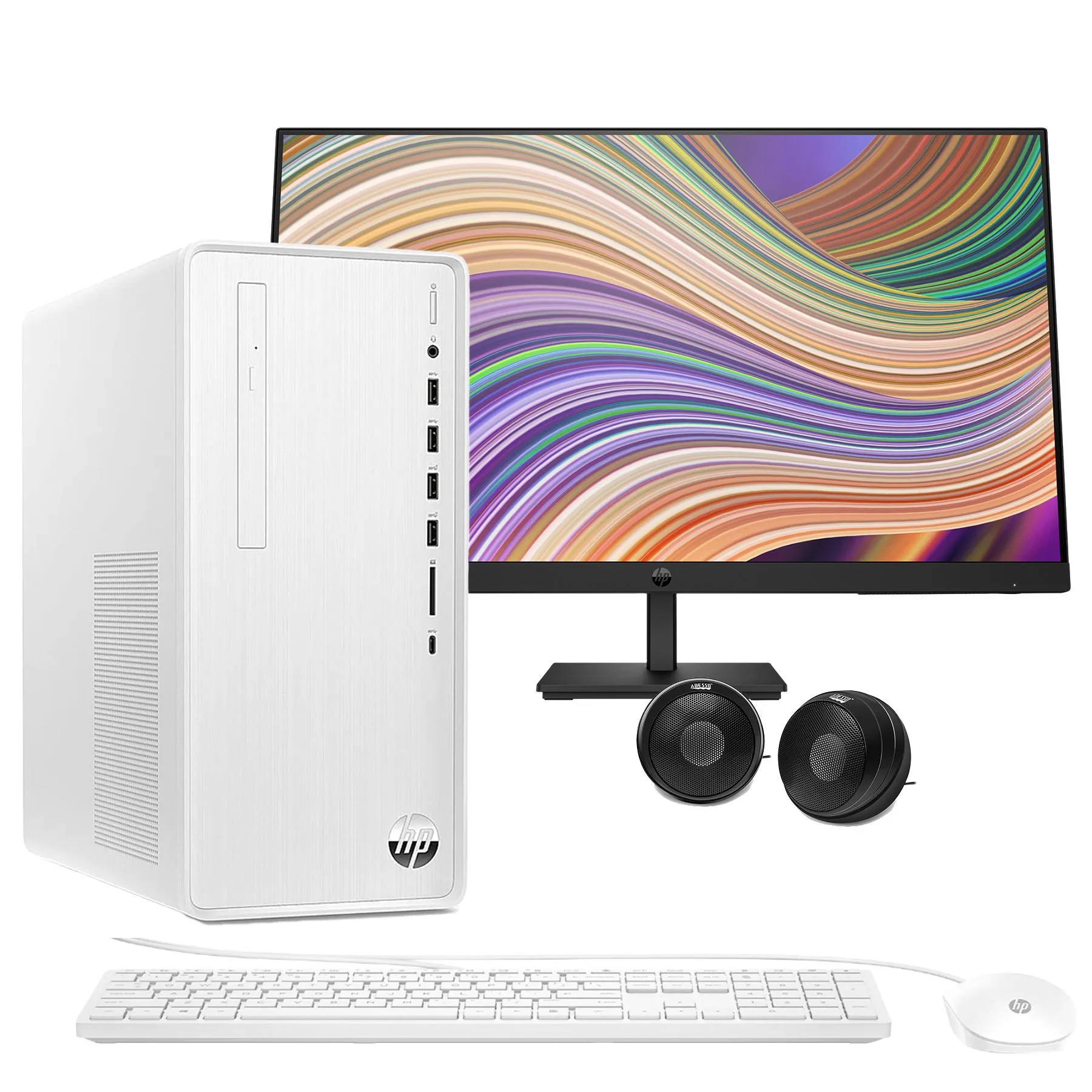 Hewlett Packard Desktop Pc Core I5 Pc + 27" Fhd Monitor And Speakers