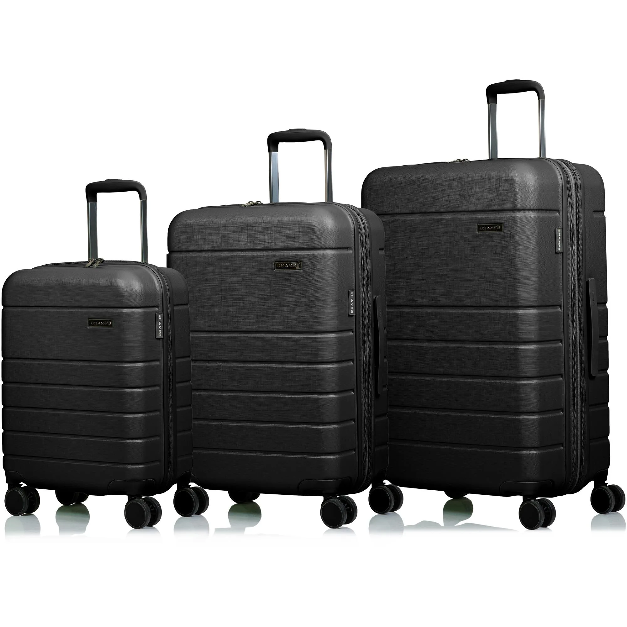 Champs Luggage Linen Luggage 3 Piece Set Size 30" X 18" - Black