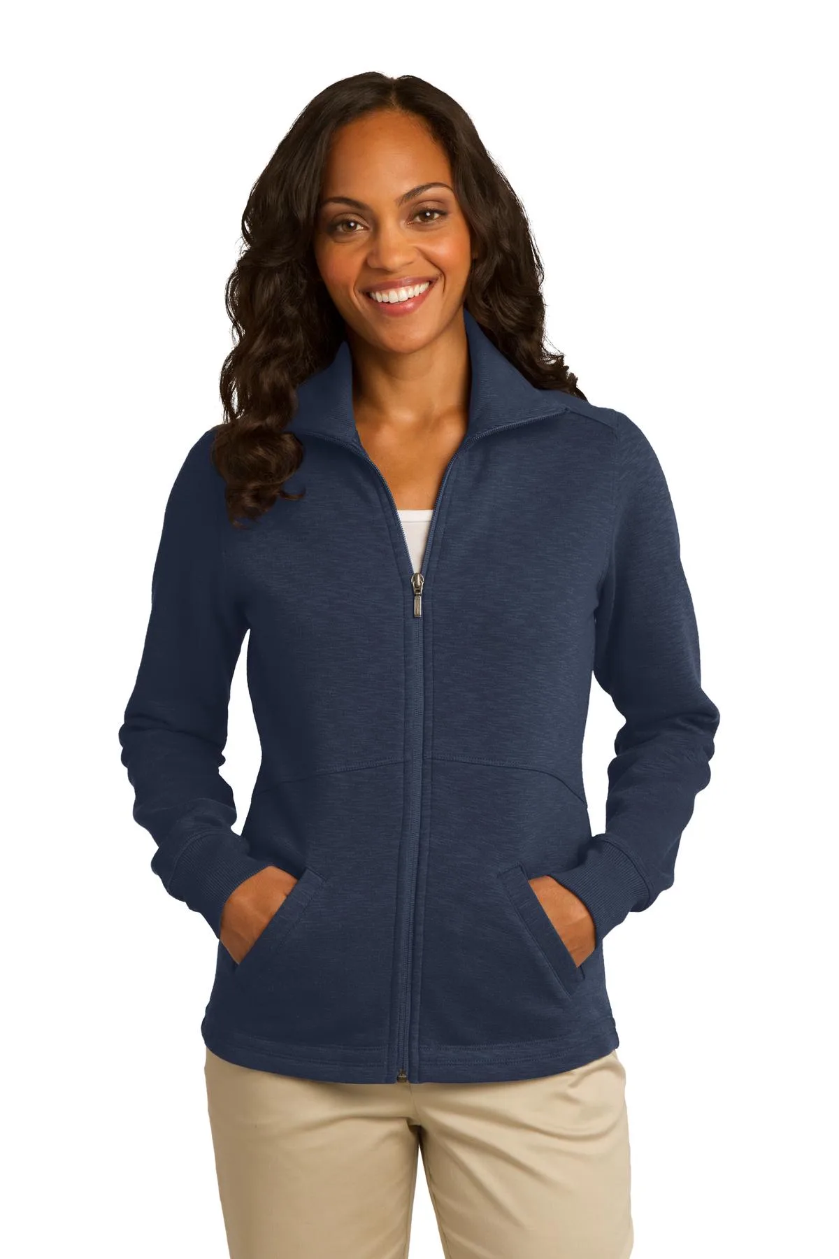 Port Authority® Women's Slub Fleece Full-Zip Jacket.