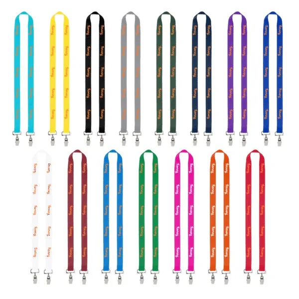 IMPORT Rush 3/4" Polyester 2-Ended Lanyard with Dual Sewn Silver Metal Split-Ring view 2