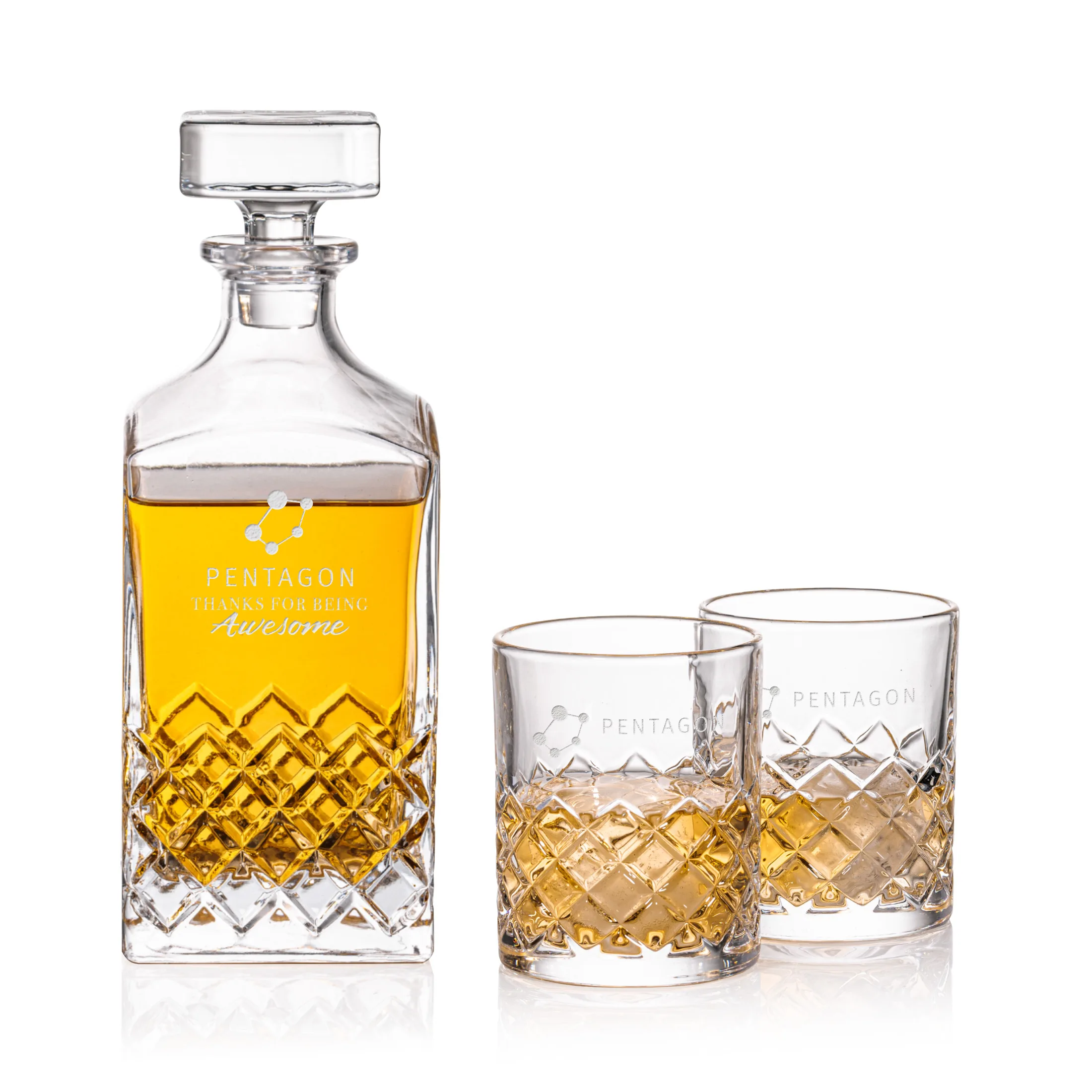 Decanter Set, Deep Etch, Decanter & 2 OTR