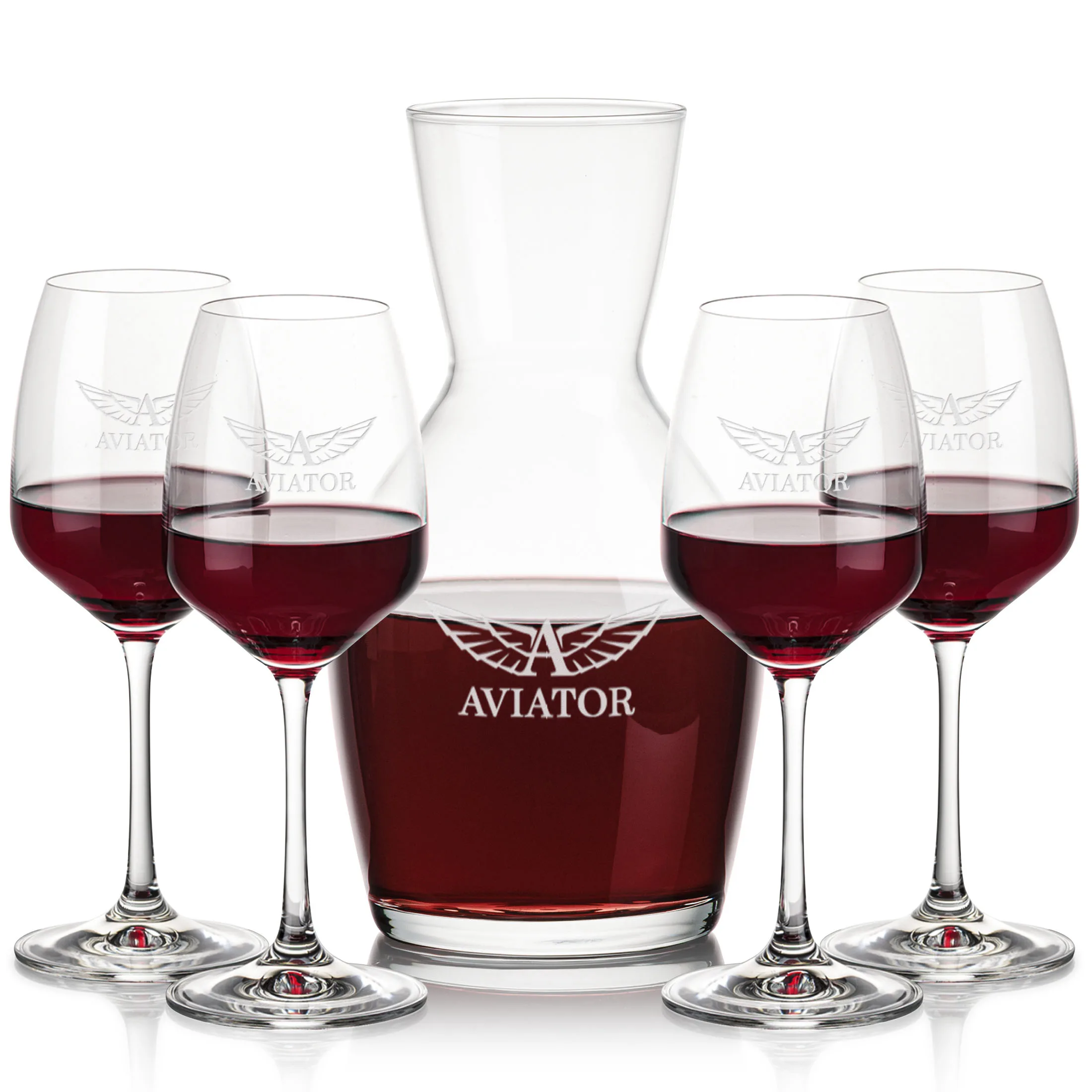 Stemmed Set, Oldham Wine Set, Carafe & 4 Wine
