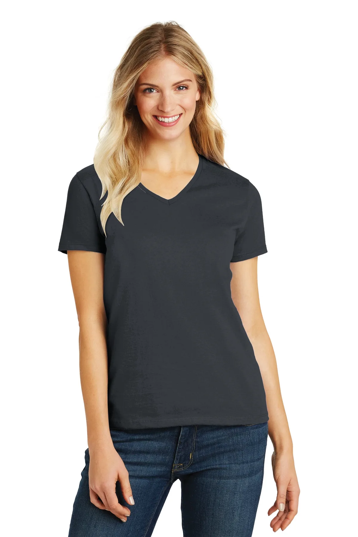 District® Women's Perfect Blend® CVC V-Neck Tee.