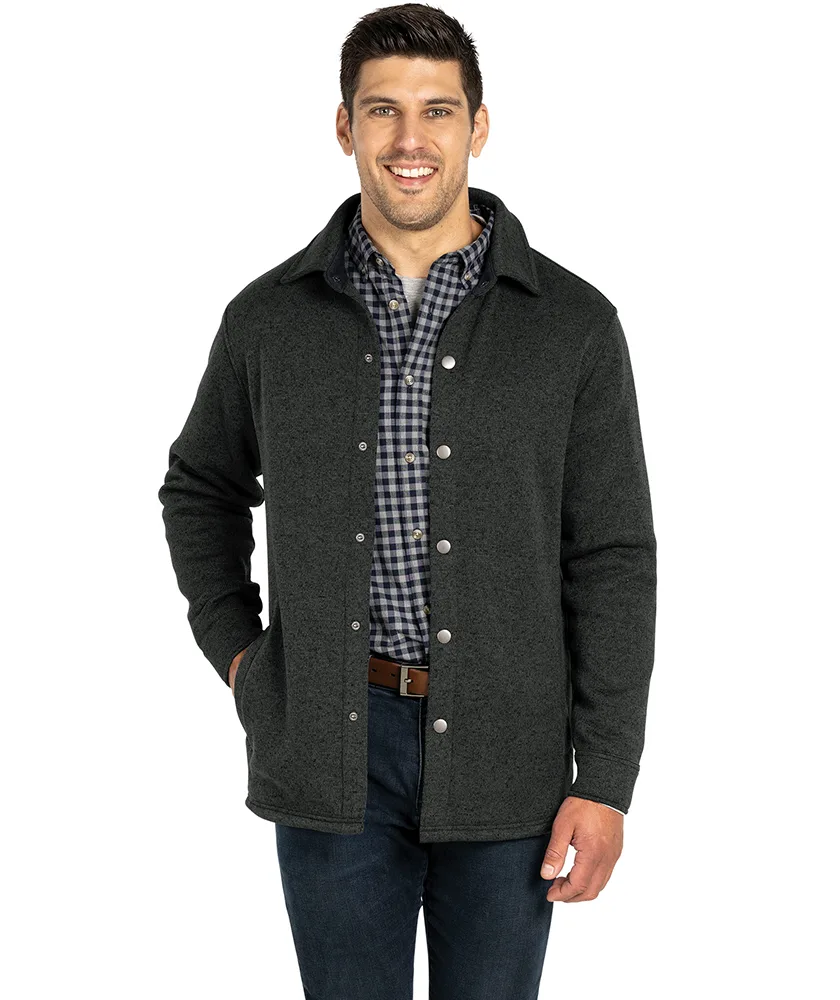 Unisex Heathered Fleece Snap Shacket