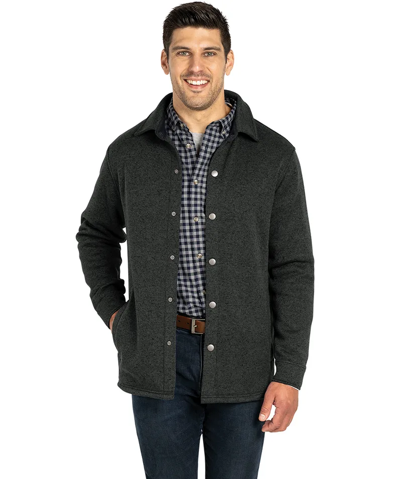 Unisex Heathered Fleece Snap Shacket