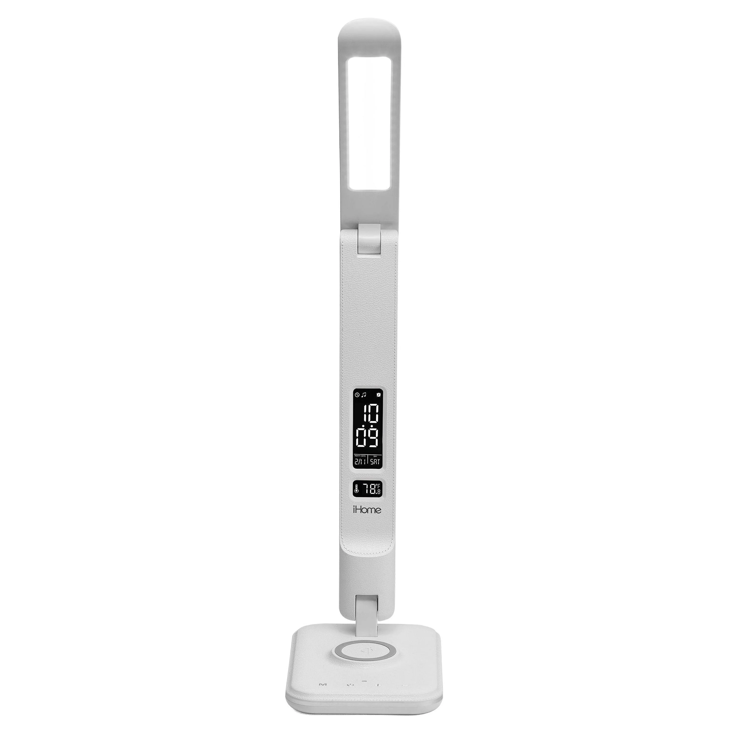 iHome Powerlight Pro+ Foldable Led Lamp/Alarm Clock W/ Usb & Wireless Charging White