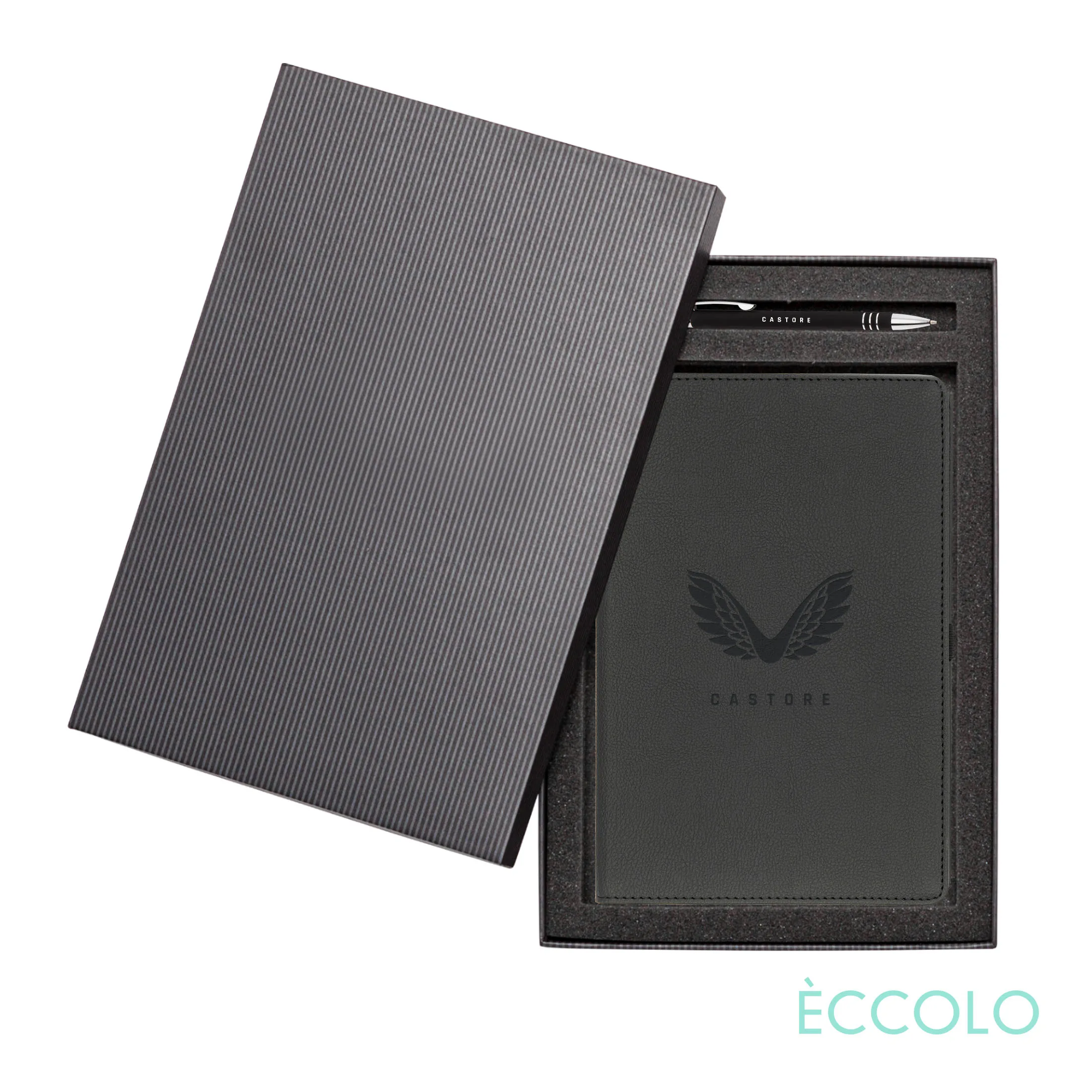 Journal & Clicker Pen Gift Set, Black/Black