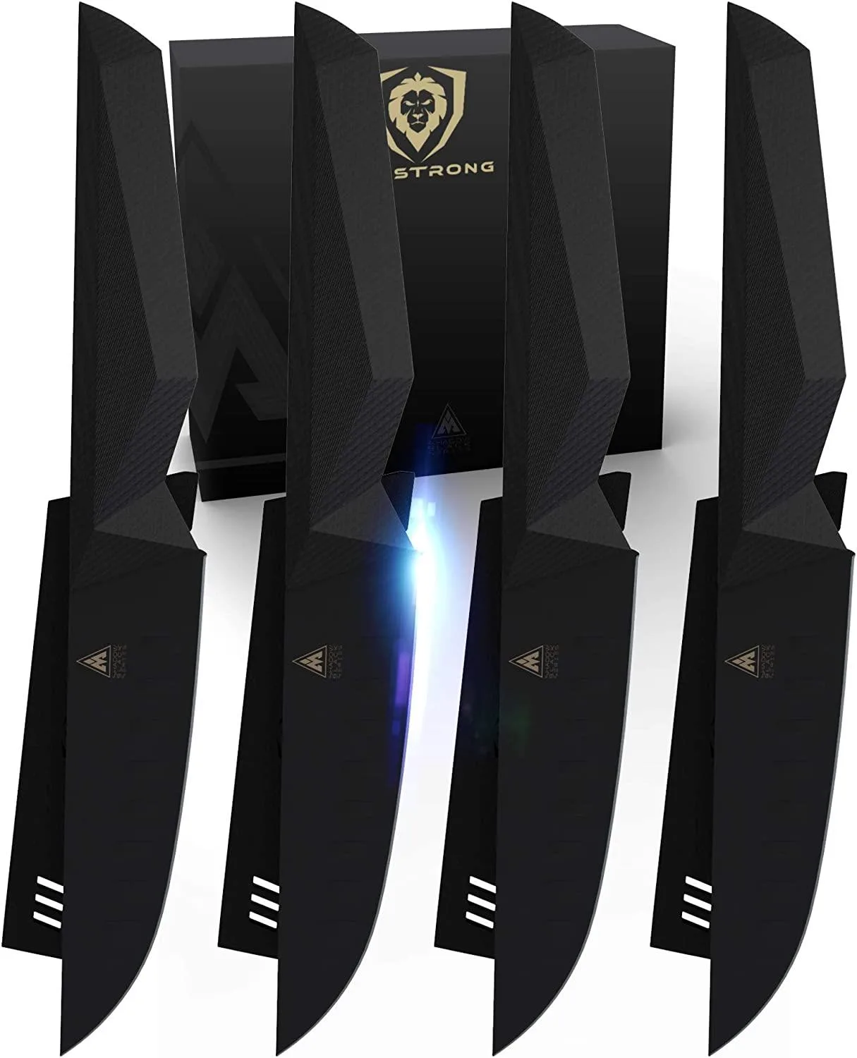 Dalstrong 4-Piece Steak Knife Set - 5" Straight-Edge Blade - Shadow Black Series - Sheaths Included