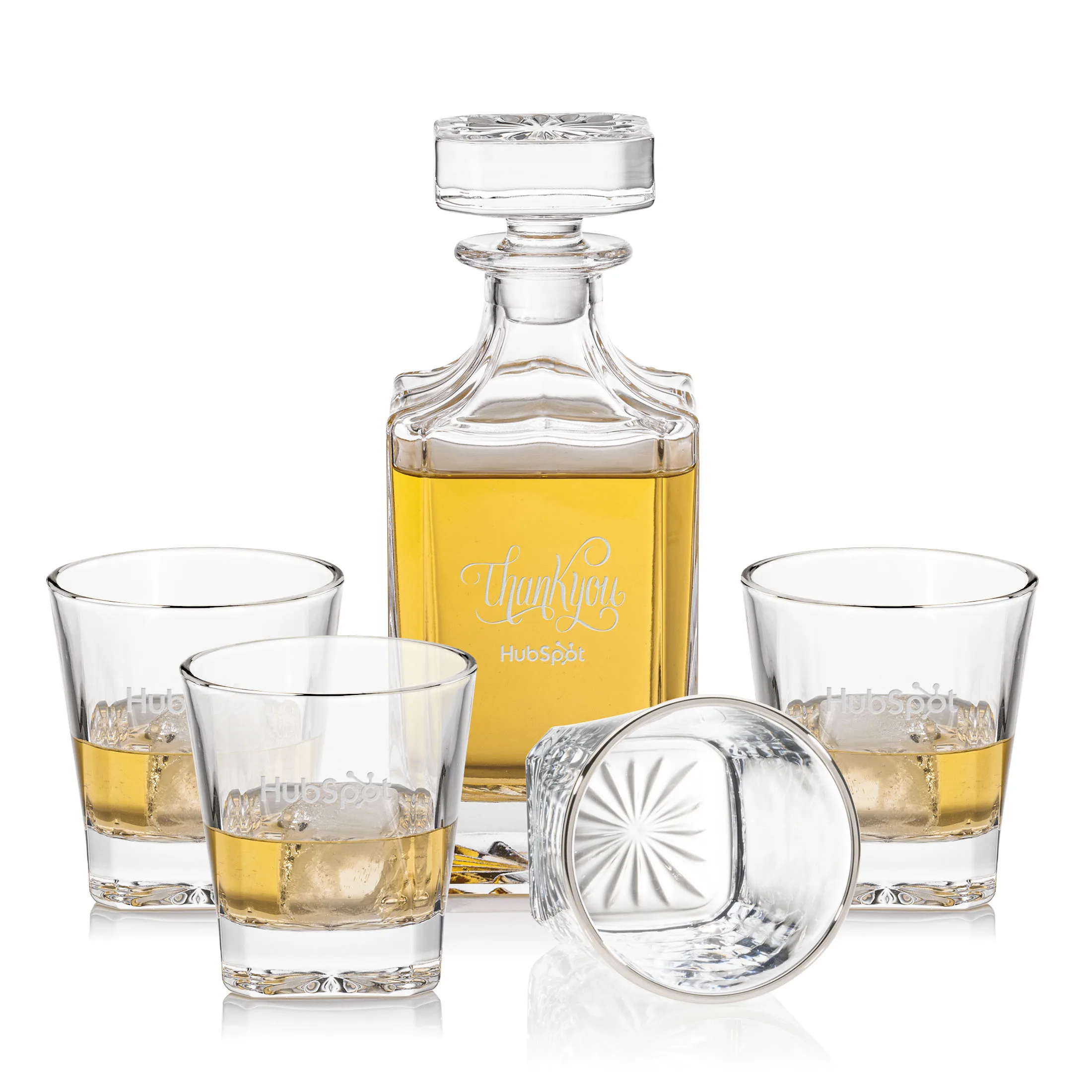 Decanter Set, Deep Etch, Silver, Decanter & 4 OTR