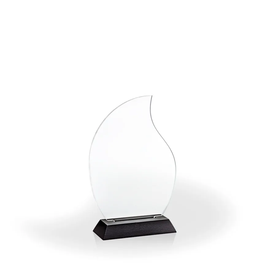 Flame Award with Black Wood Base, Small - Engraved view 2