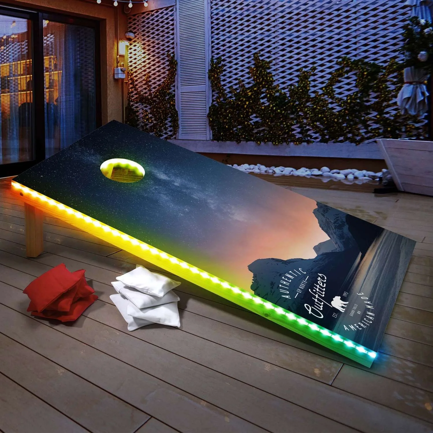 Nighttime Cornhole with Bean Bags view 4