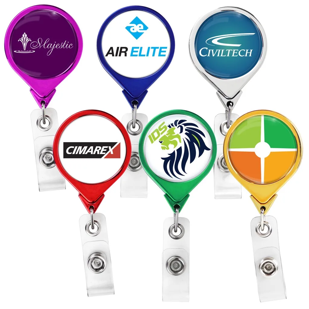 Metallic Finish Jumbo Round Retractable Badge Reel