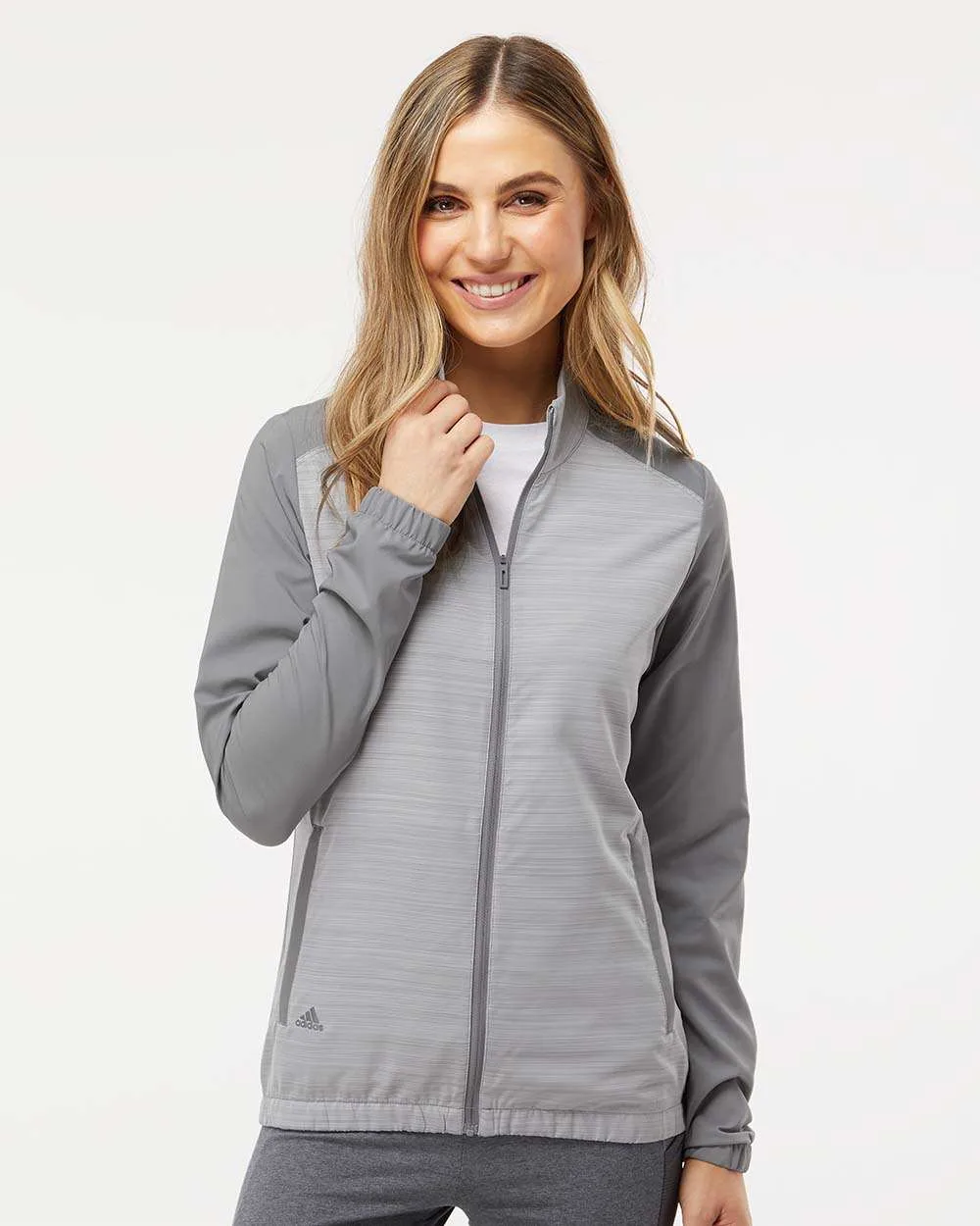 Adidas® Women's Heather Block Full Zip Wind Jacket view 2