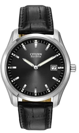 Citizen® Men's Corso Eco-Drive® Watch w/Black Dial & Black Strap
