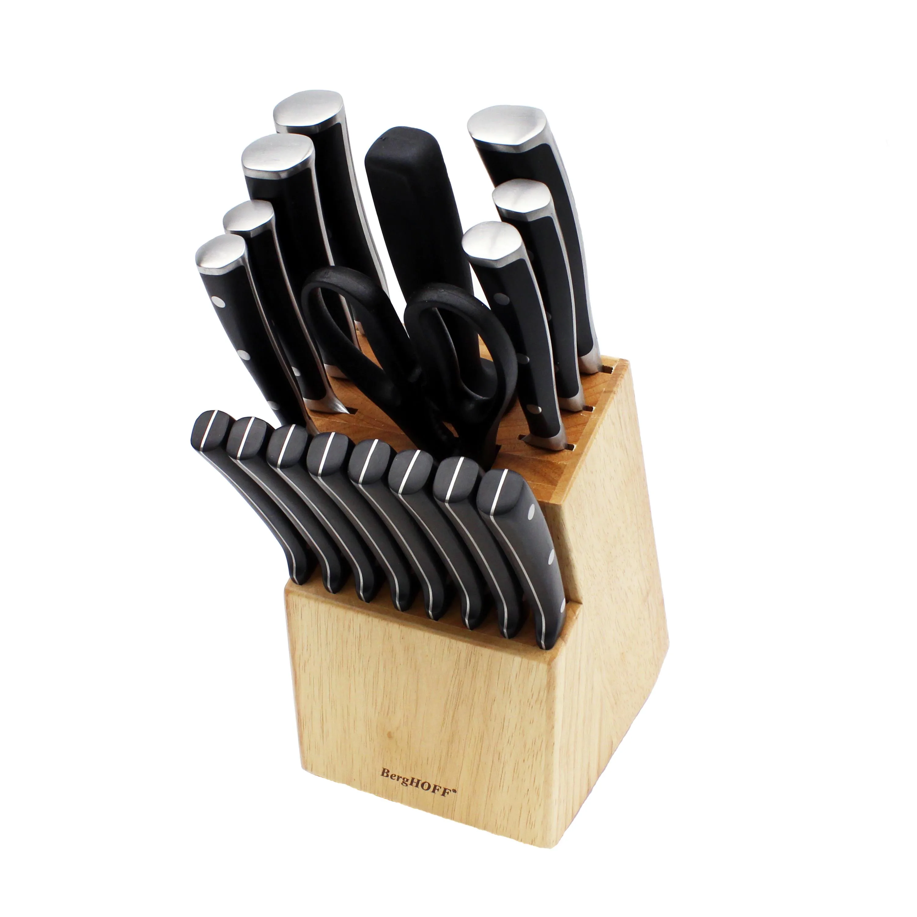 BergHoff Triple Riveted 18Pc Cutlery Set/Block With 8 Steak Knives