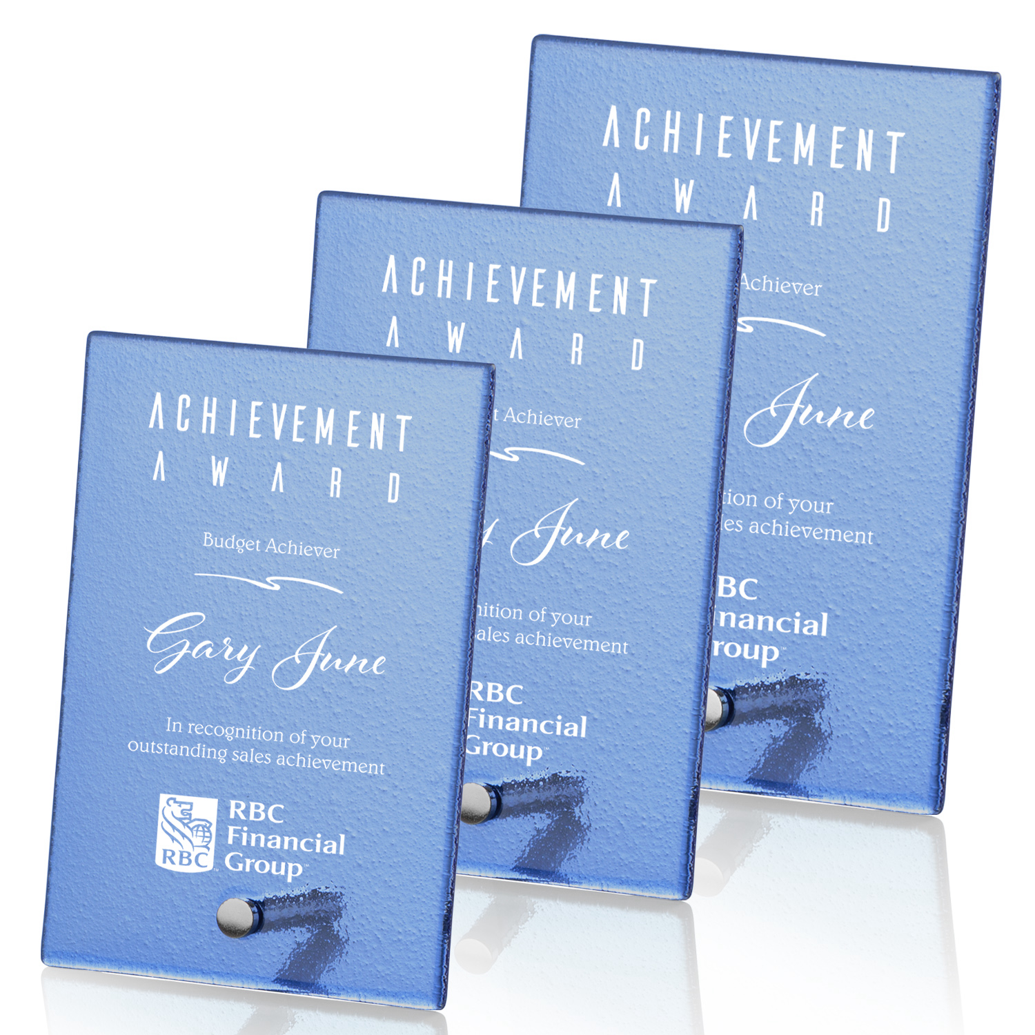 Blue, Rectangle, 1 Color, 1 Location Imprint, Silver