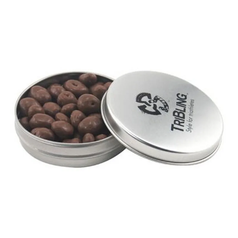 Round Tin with Chocolate Raisins -1.7 Oz. — Blank