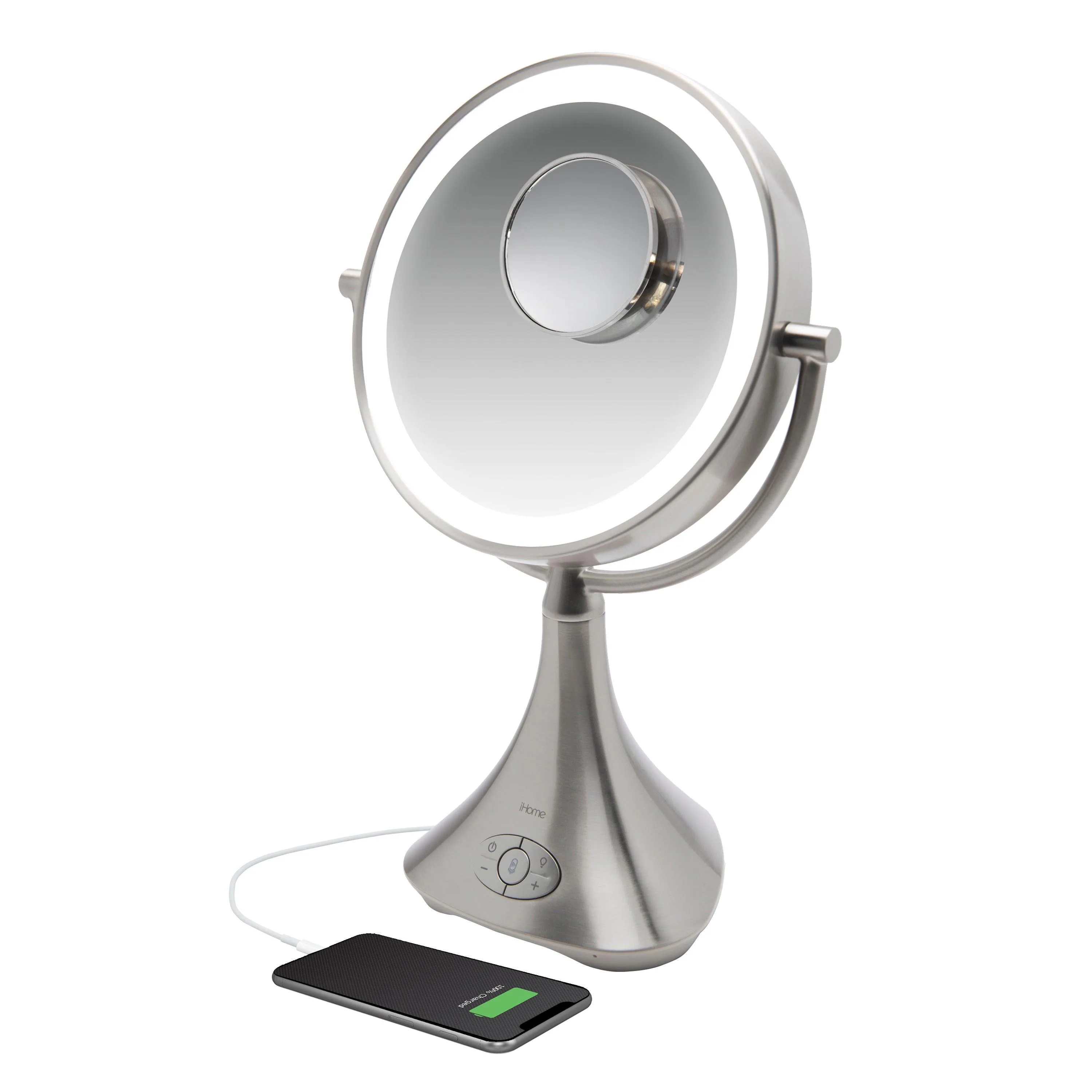 iHome Lux Pro Rechargeable Vanity Speaker W/ Bluetooth Speakerphone Usb Charging